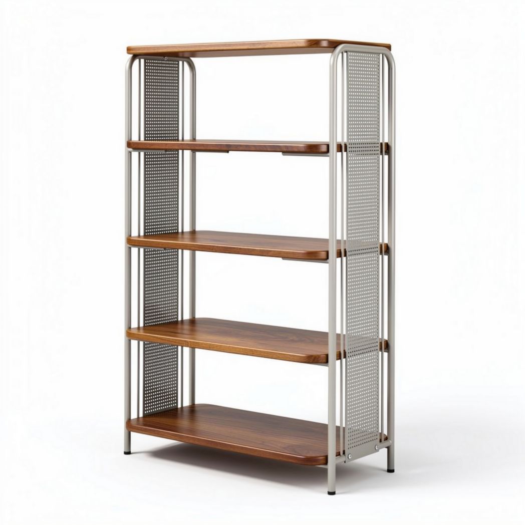 Scaffale in metallo e legno per soggiorno – Struttura robusta con ripiani ampi – 80 x 40 x 150 cm