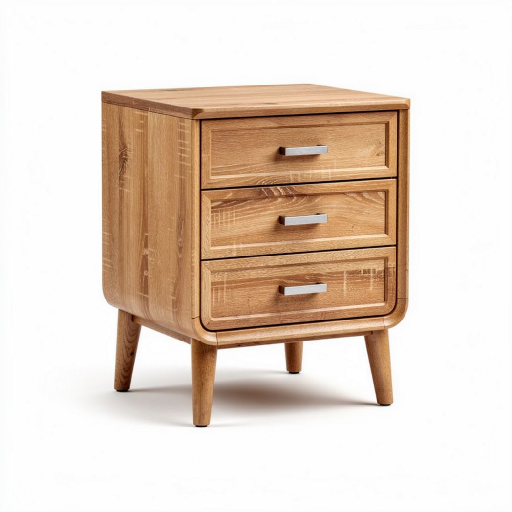 Comodino in legno con tre cassetti per camera da letto – 40 x 40 x 60 cm