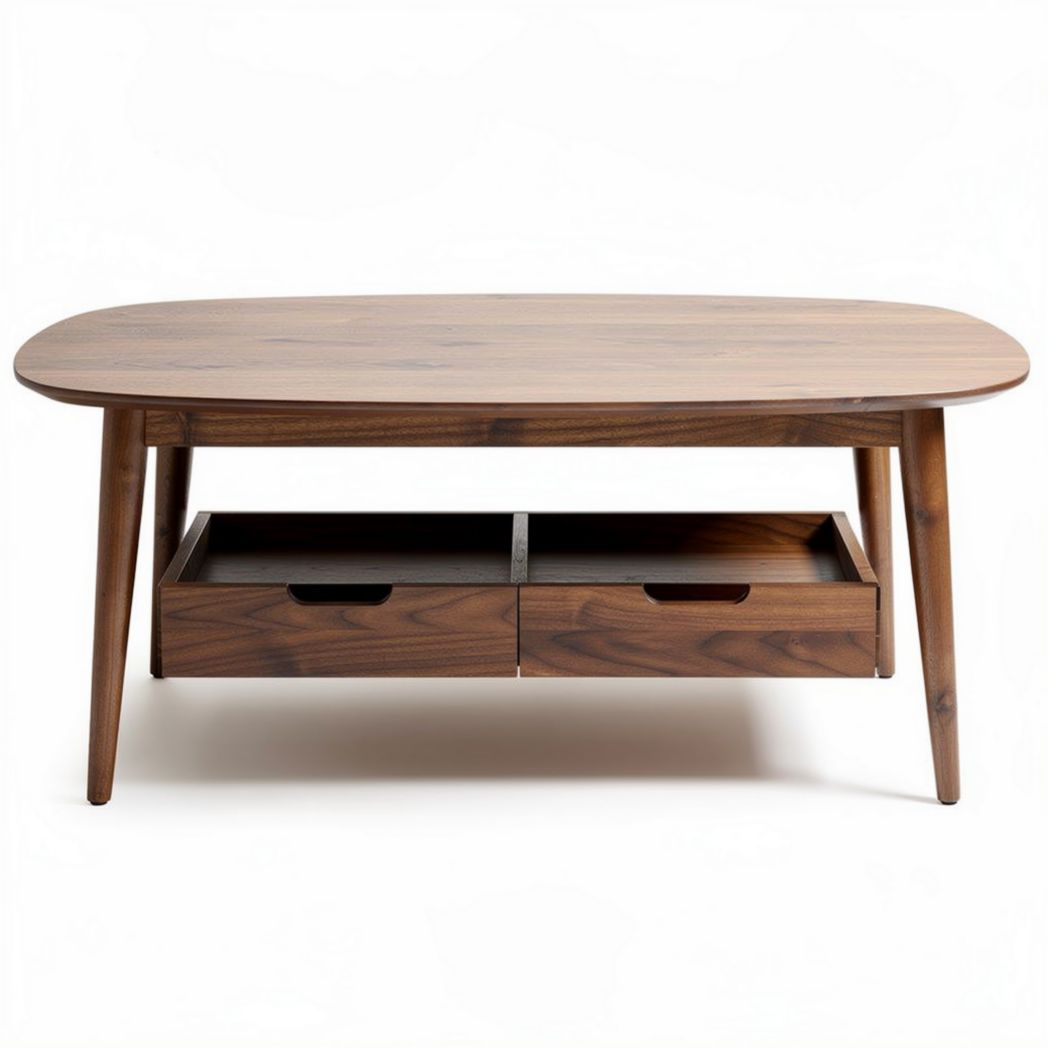 Tavolino da caffè in legno massello con cassetti per salotto – 120 x 60 x 45 cm
